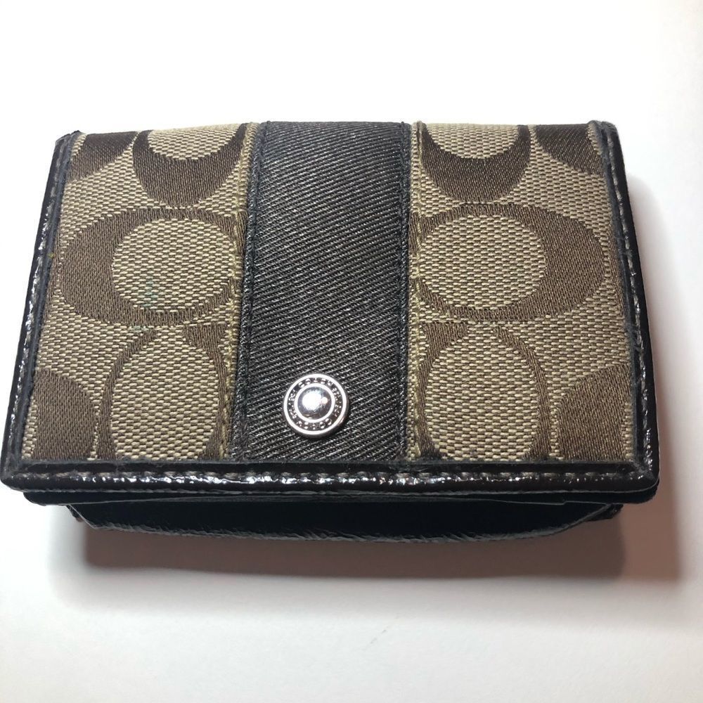 Coach Signature Brown Print Wallet/Camera case